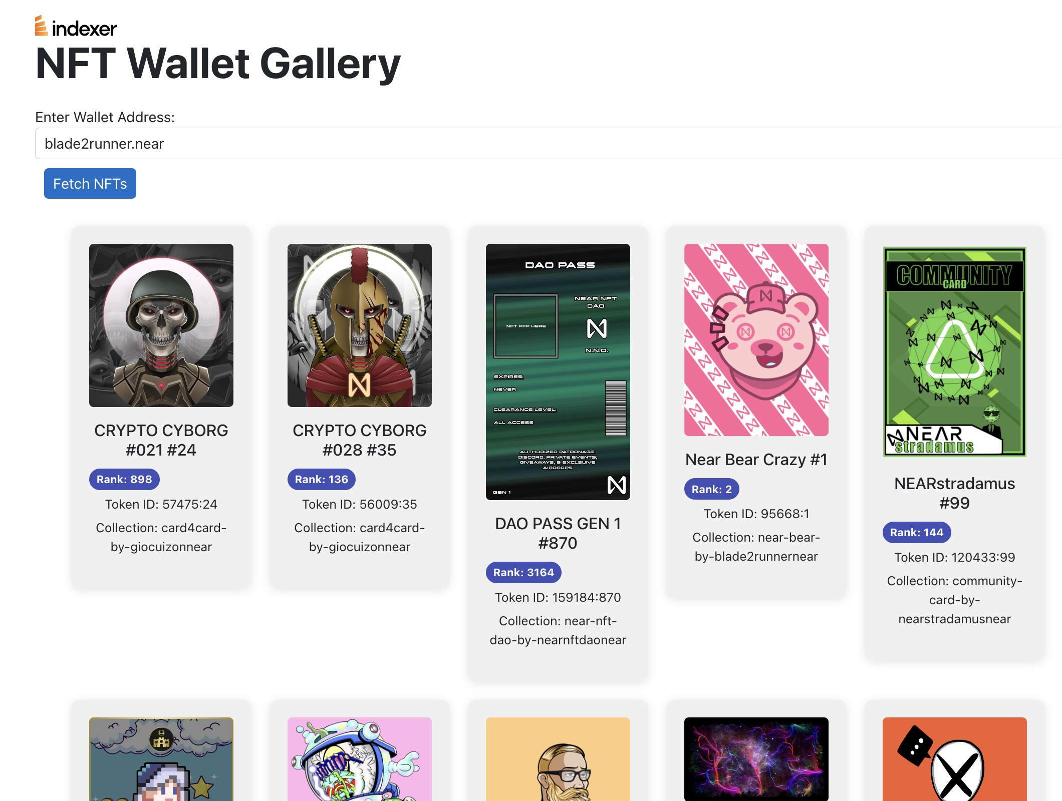 Build Your Own NFT Wallet Gallery with near.social and indexer.xyz